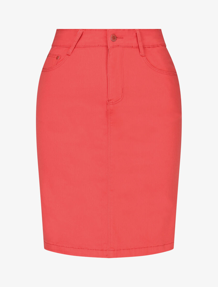 Jupe unie droite classique - Corail - 1