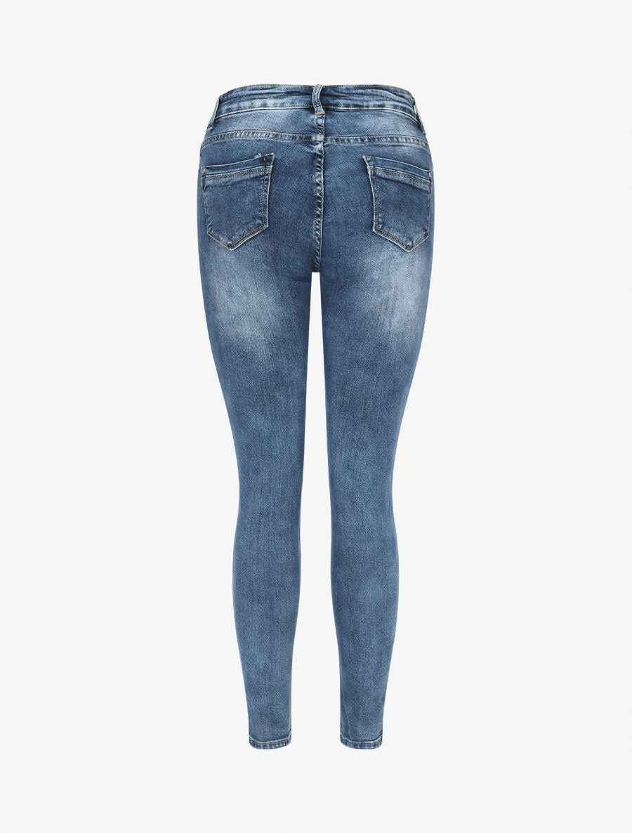 Jean délavé coupe skinny - Bleu - 2