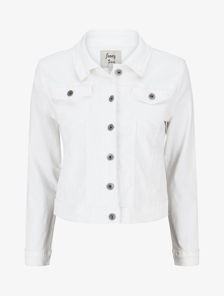 Veste unie coupe droite - Blanc - 5