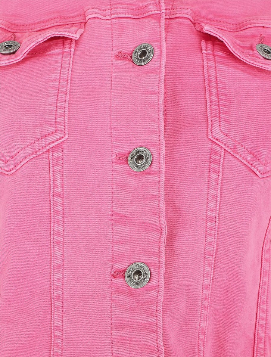 Veste unie en jean - Fushia - 3