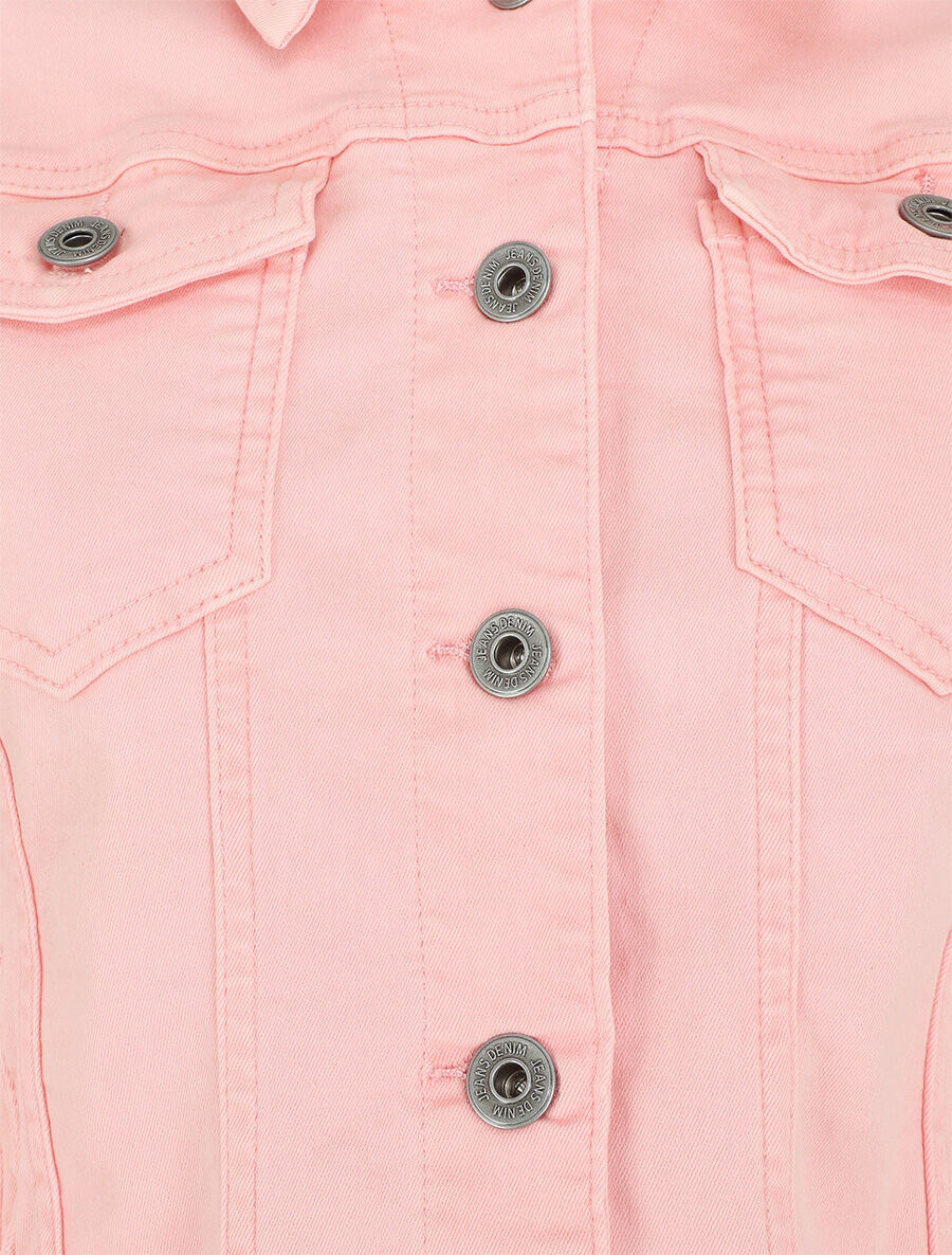 Veste unie en jean - Rose - 3