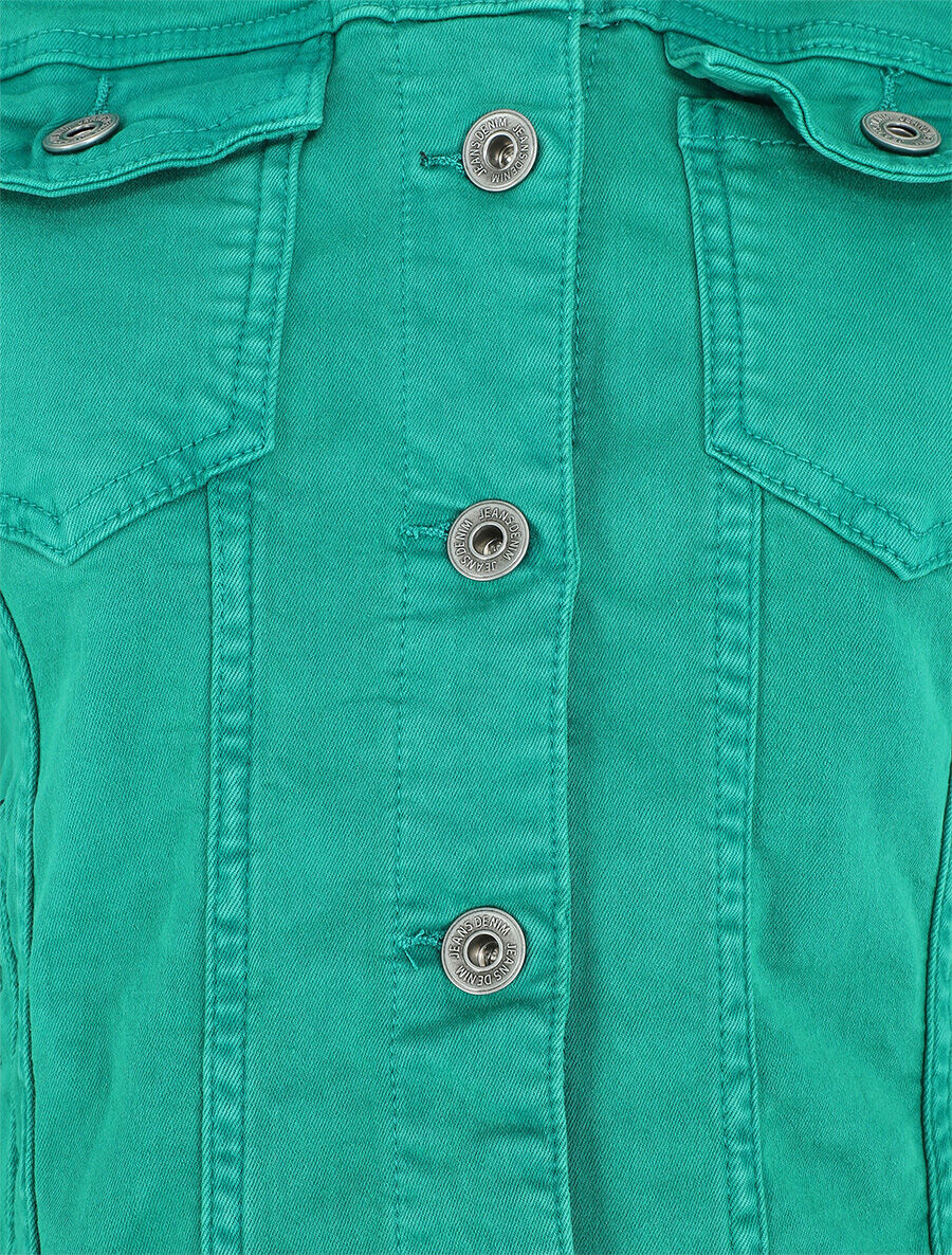 Veste unie en jean - Vert - 3