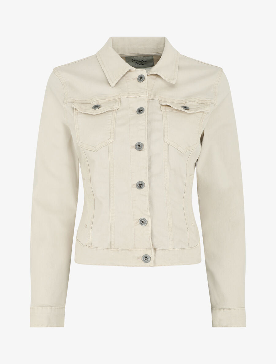 Veste unie en jean - Beige - 4