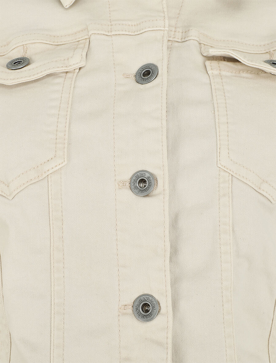 Veste unie en jean - Beige - 3