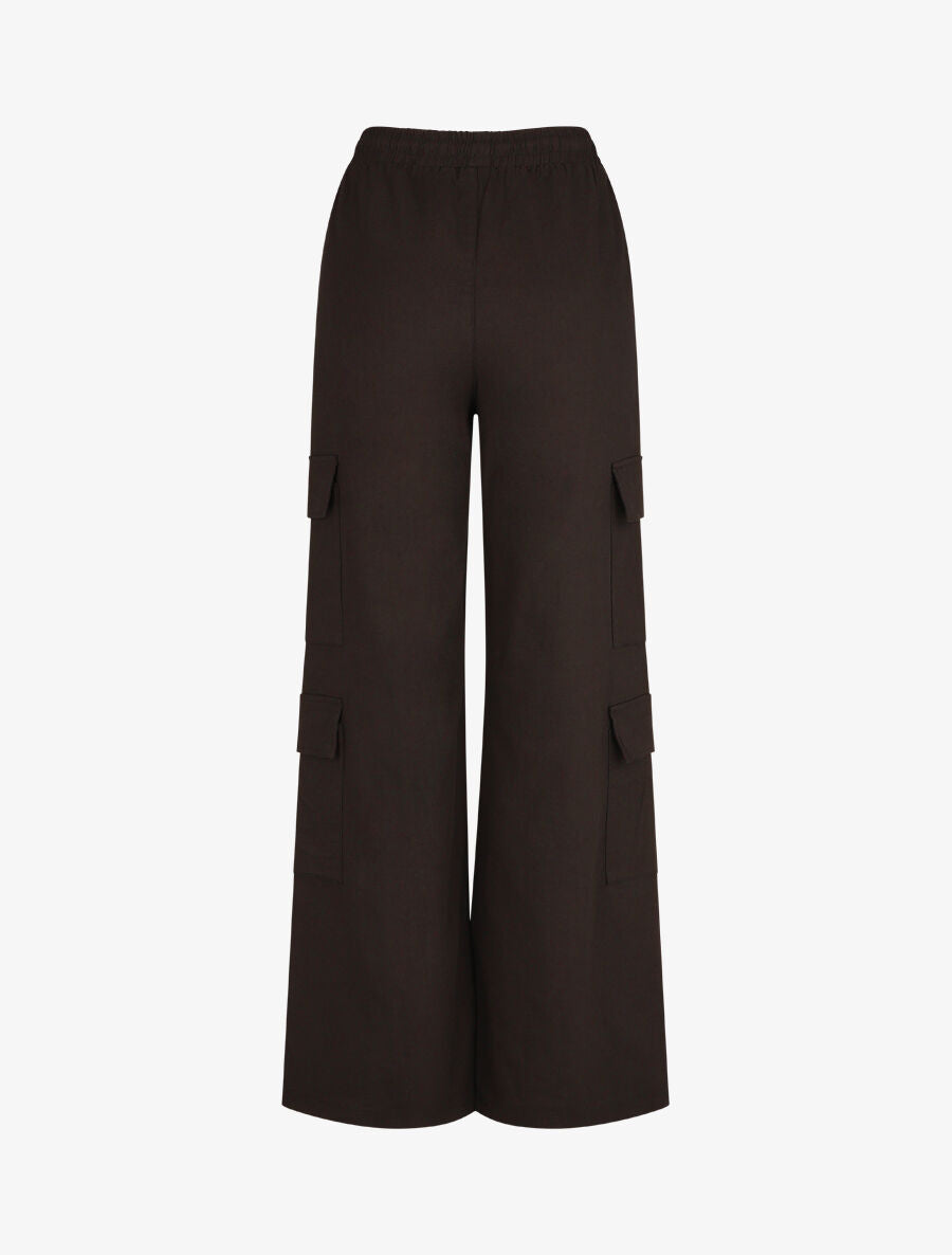 Pantalon cargo taille haute coupe droite - Noir - 2