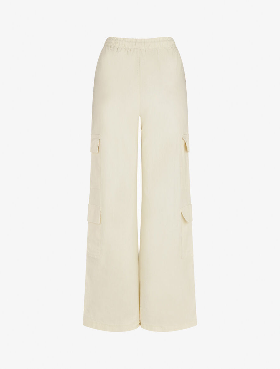 Pantalon cargo taille haute coupe droite - Écru - 2