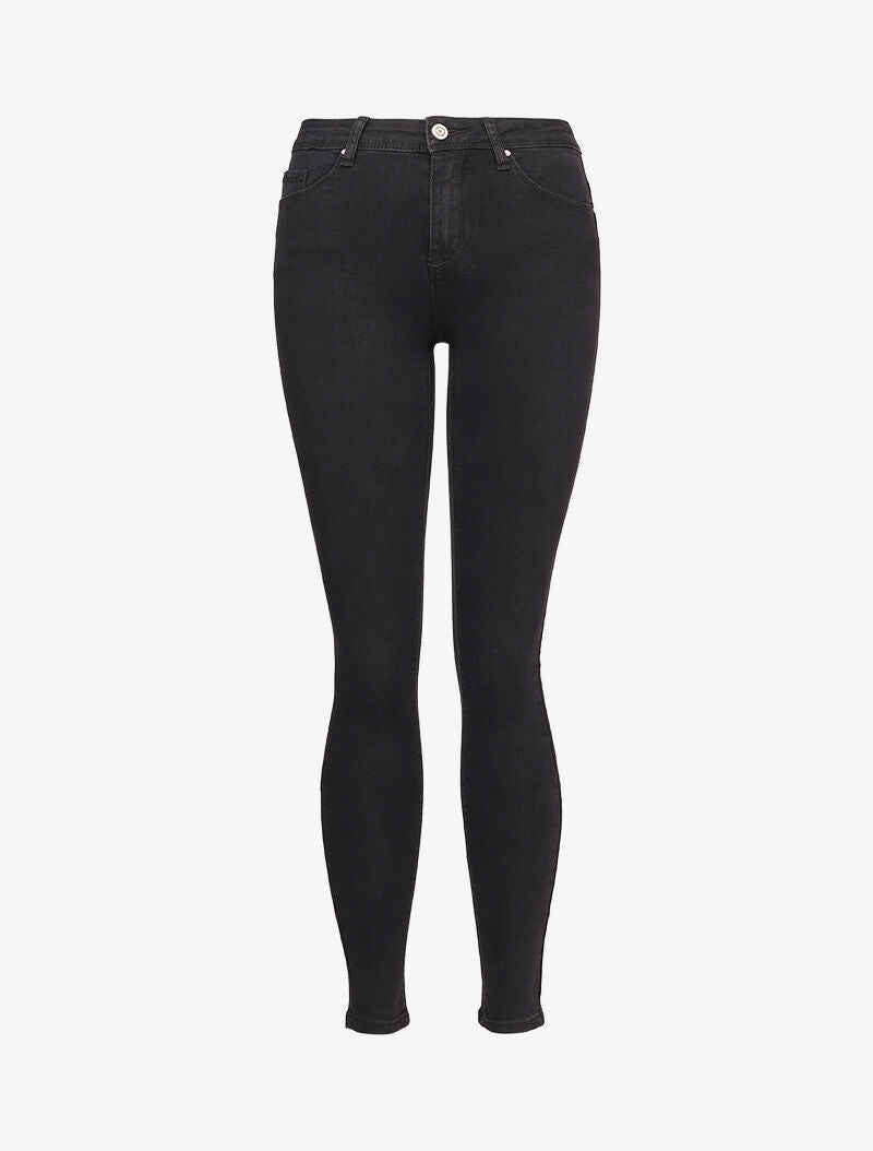 Jean skinny taille standard uni - Noir - 4