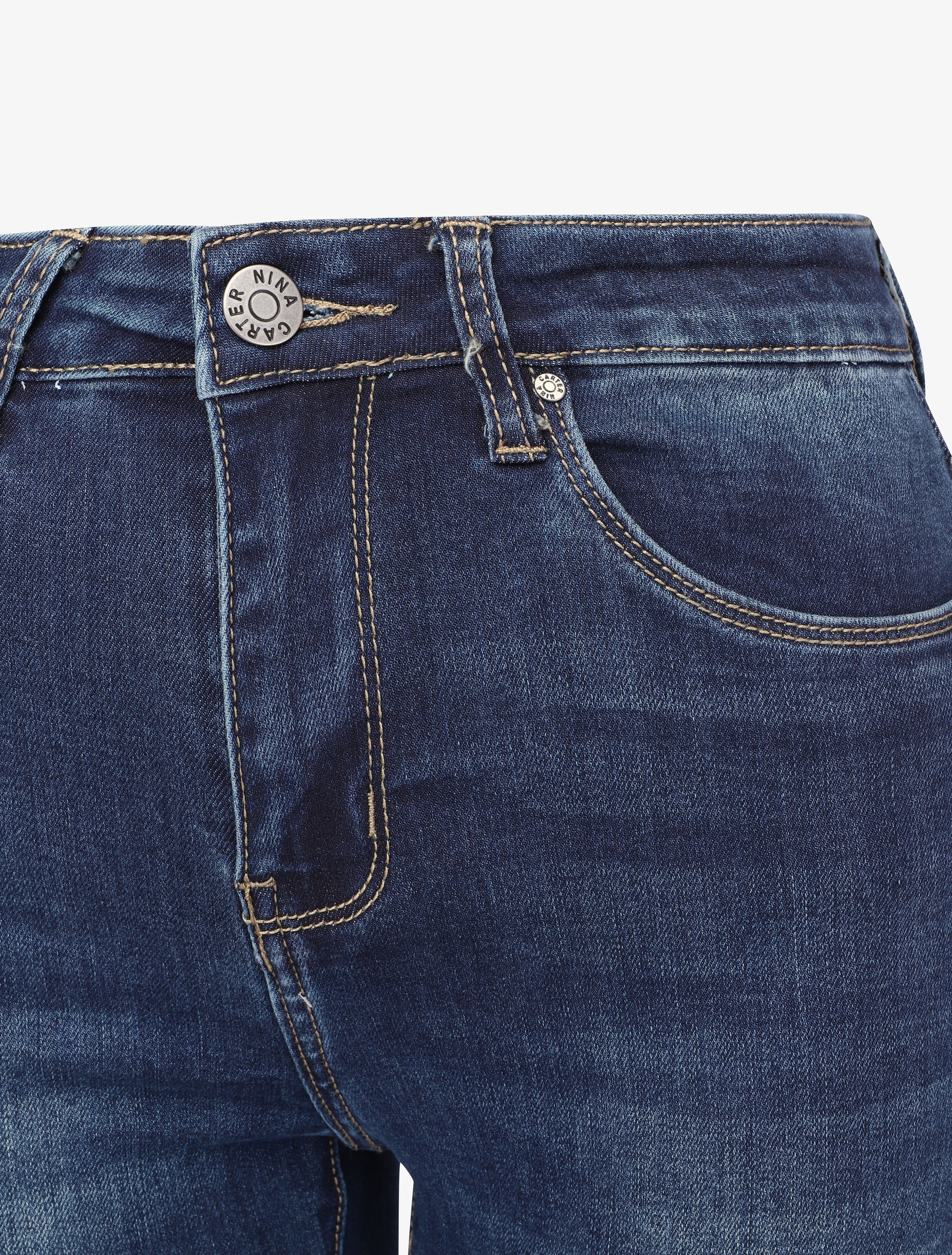 Jean skinny délavé à ourlet à retrousser - Bleu denim - 3