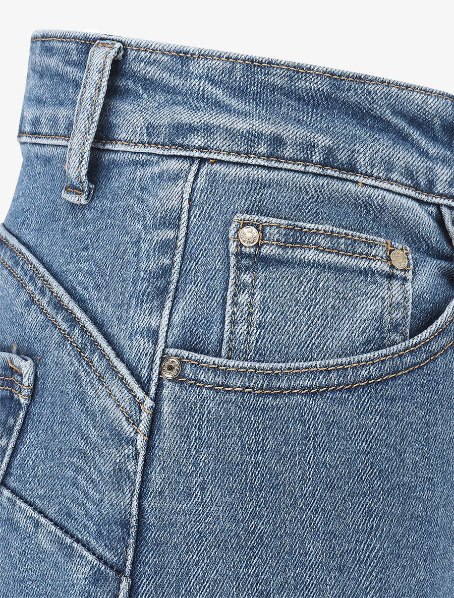 Jean push up wide leg coupe droite - Bleu stone - 3