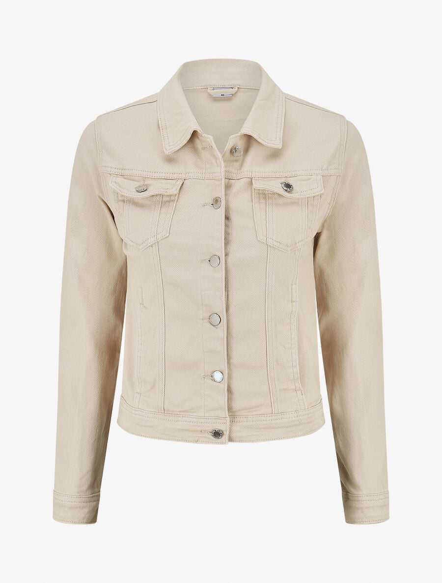Veste en jean ajustée - Beige - 1
