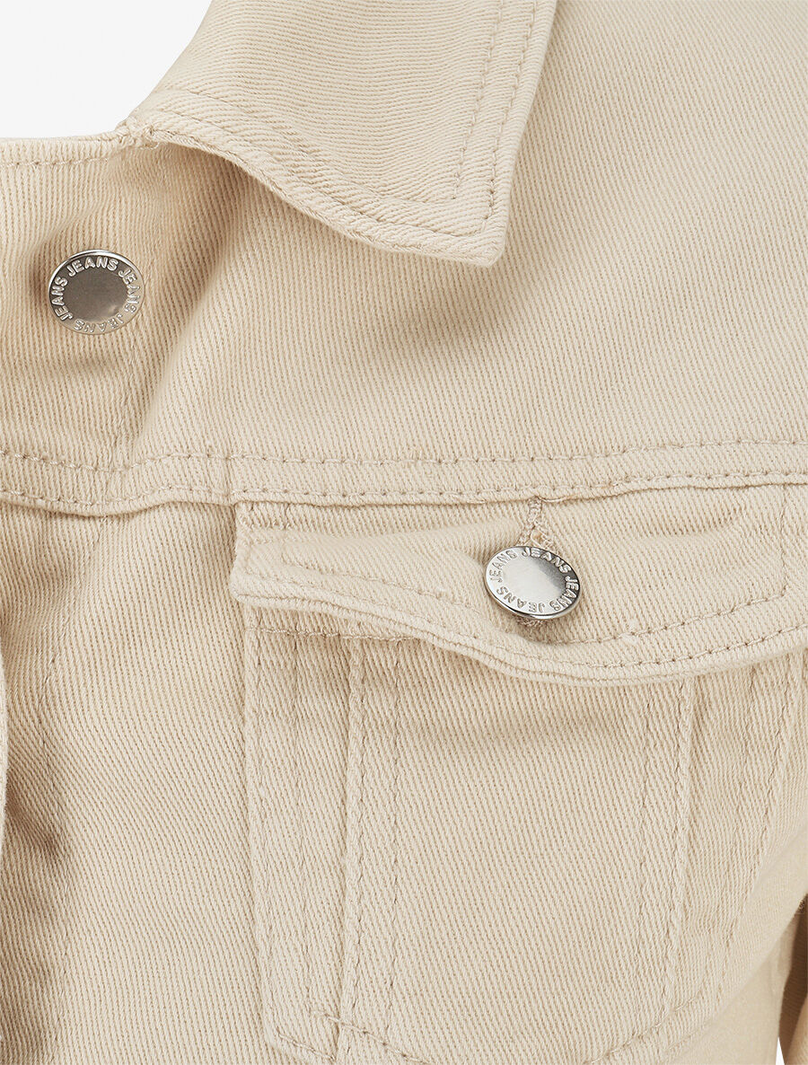 Veste en jean ajustée - Beige - 3