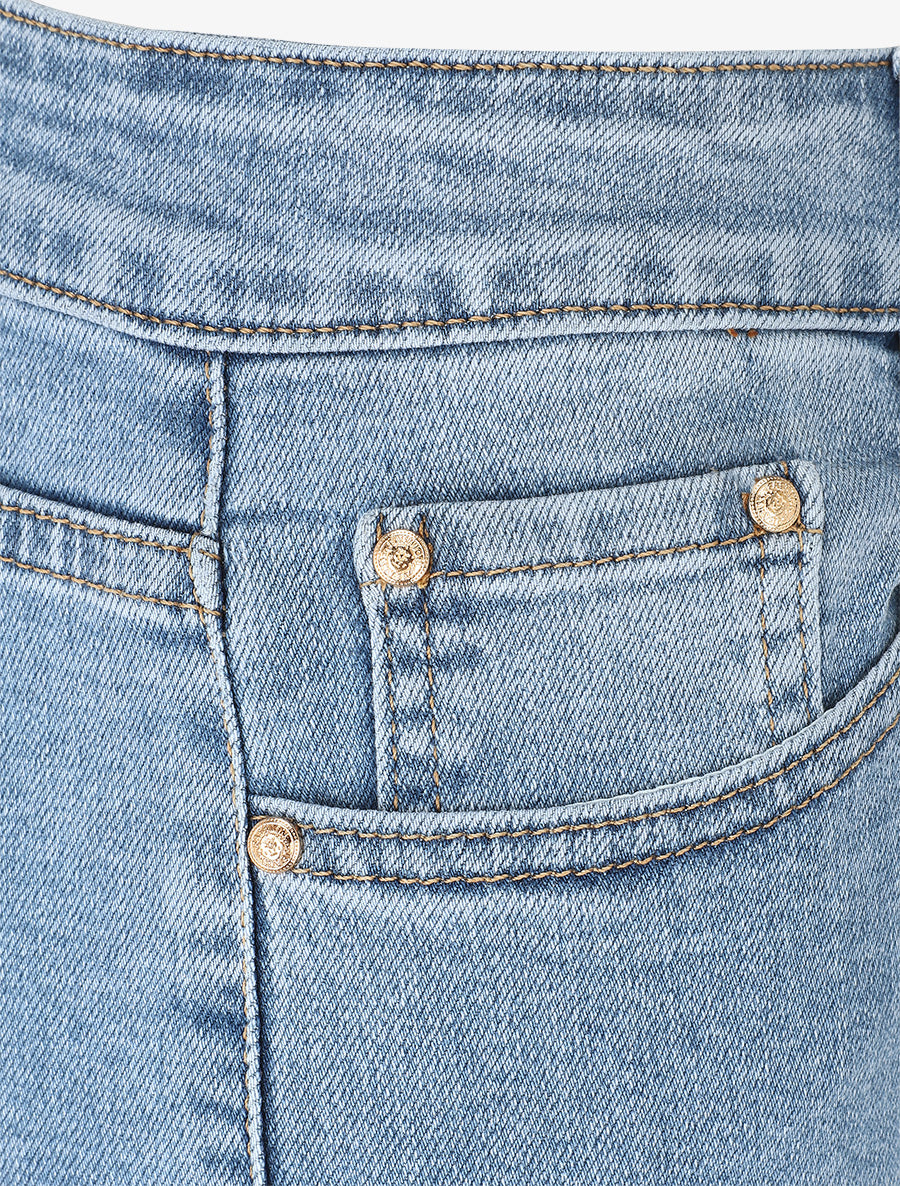 Jean grande taille droit à taille haute - Bleu