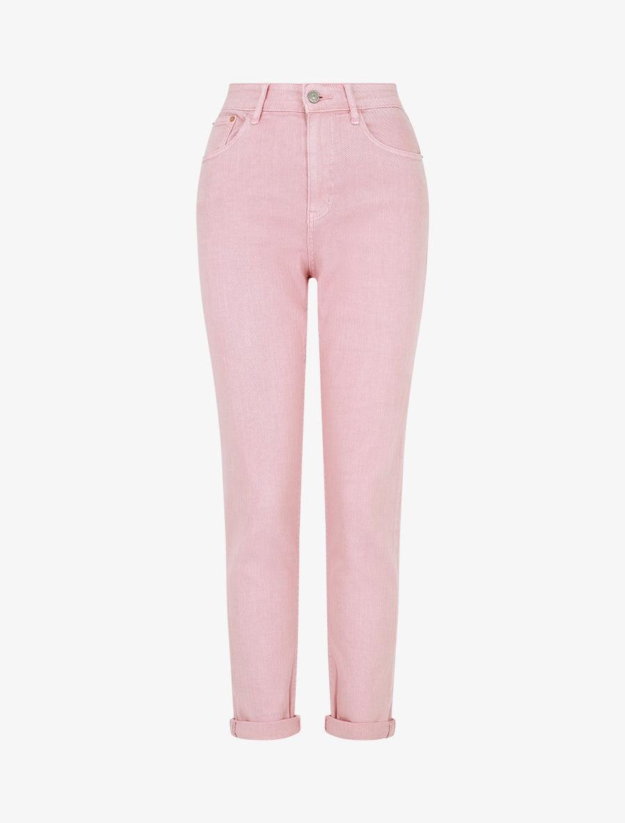 Jean à revers coupe droite - Rose - 1