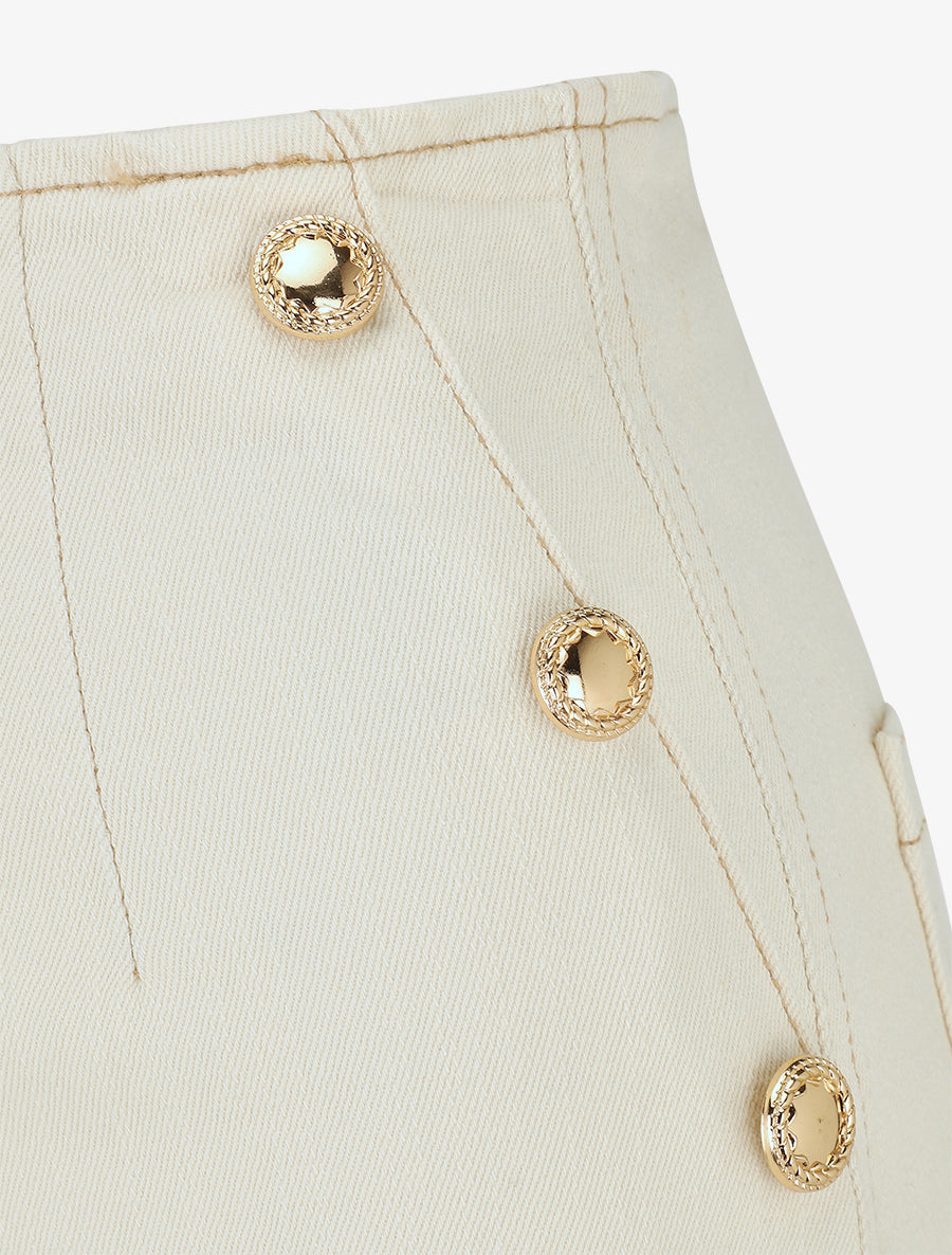 Jean ample taille haute style pont - Beige - 3