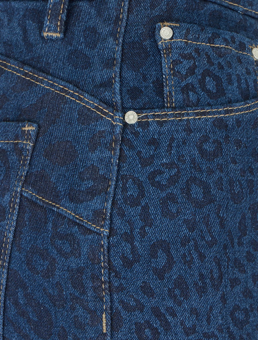 Jean wide leg imprimé léopard coupe droite - Bleu - 3