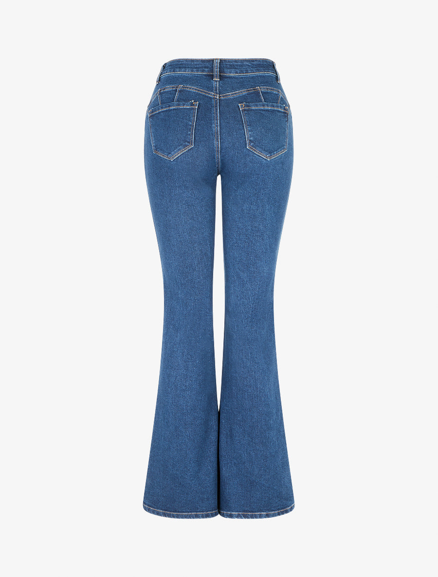 Jean flare taille haute - Bleu brut - 2