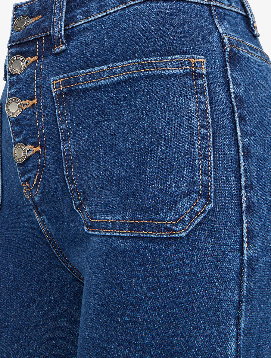 Jean flare boutonné à taille haute - Bleu brut - 3