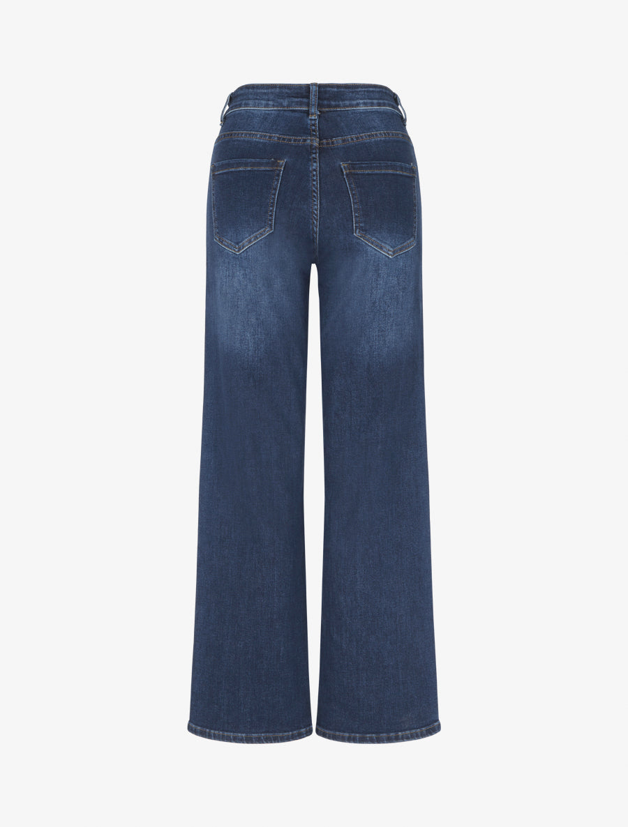 Jean droit à taille haute - Bleu - 2