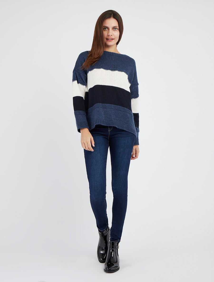 Jean slim taille haute - Bleu