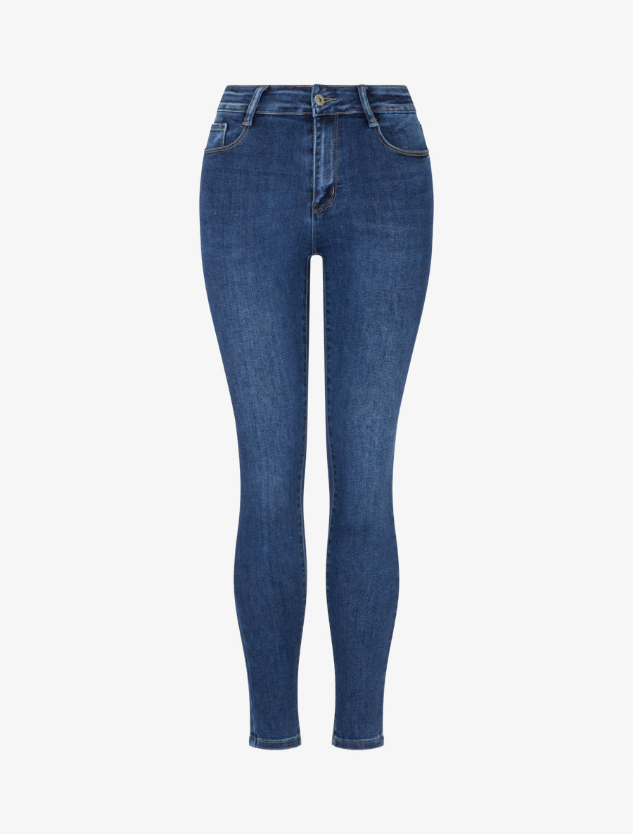 Jean skinny push up à taille haute - Bleu - 1