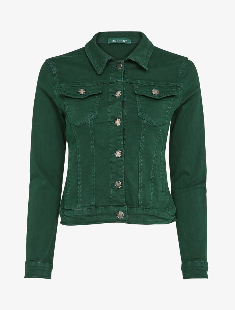 Veste en jean unie - Vert - 1