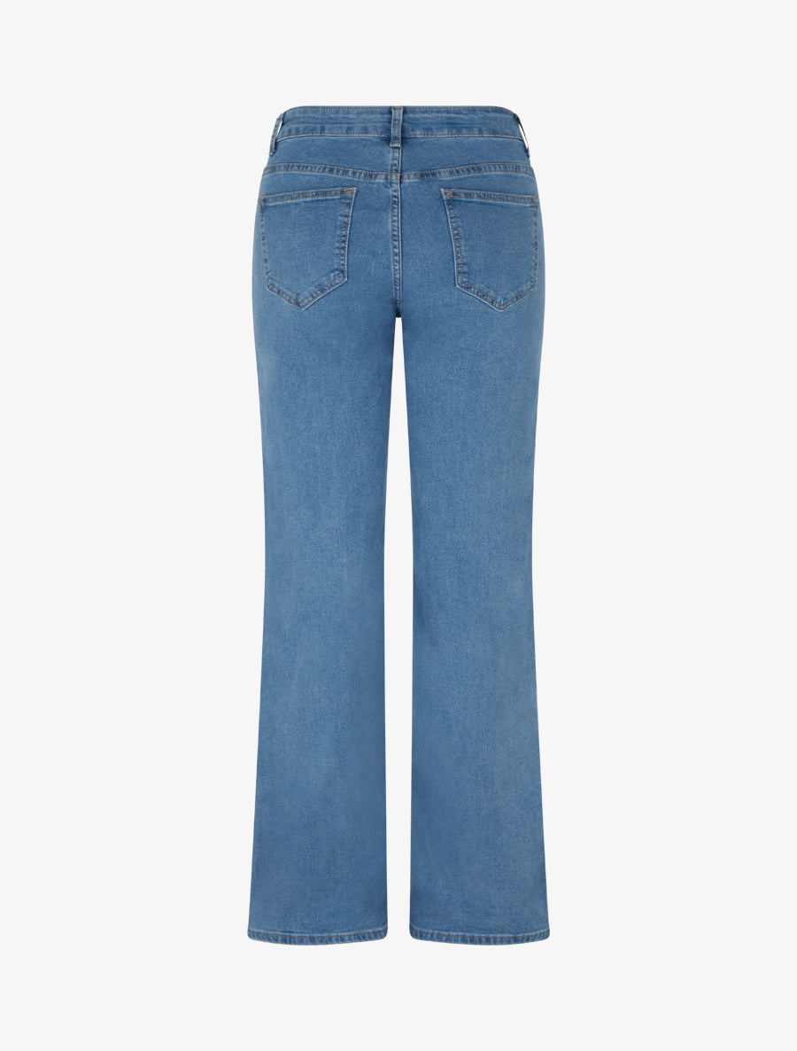 Jean wide leg à poches décoratives coupe droite - Bleu - 2