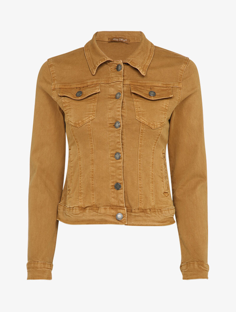 Veste en jean unie - Camel - 3