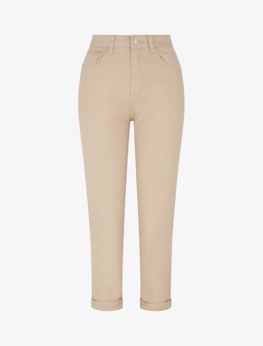 Jean mom taille haute - Beige - 1
