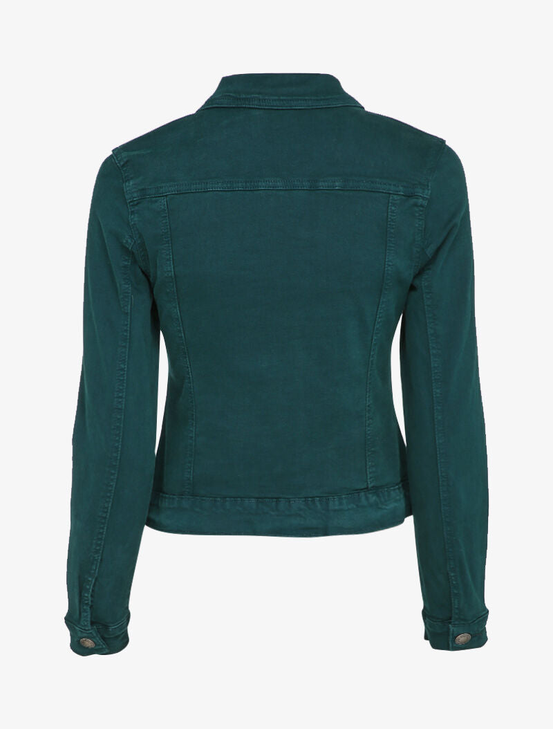 Veste en jean unie - Bleu pétrole - 2