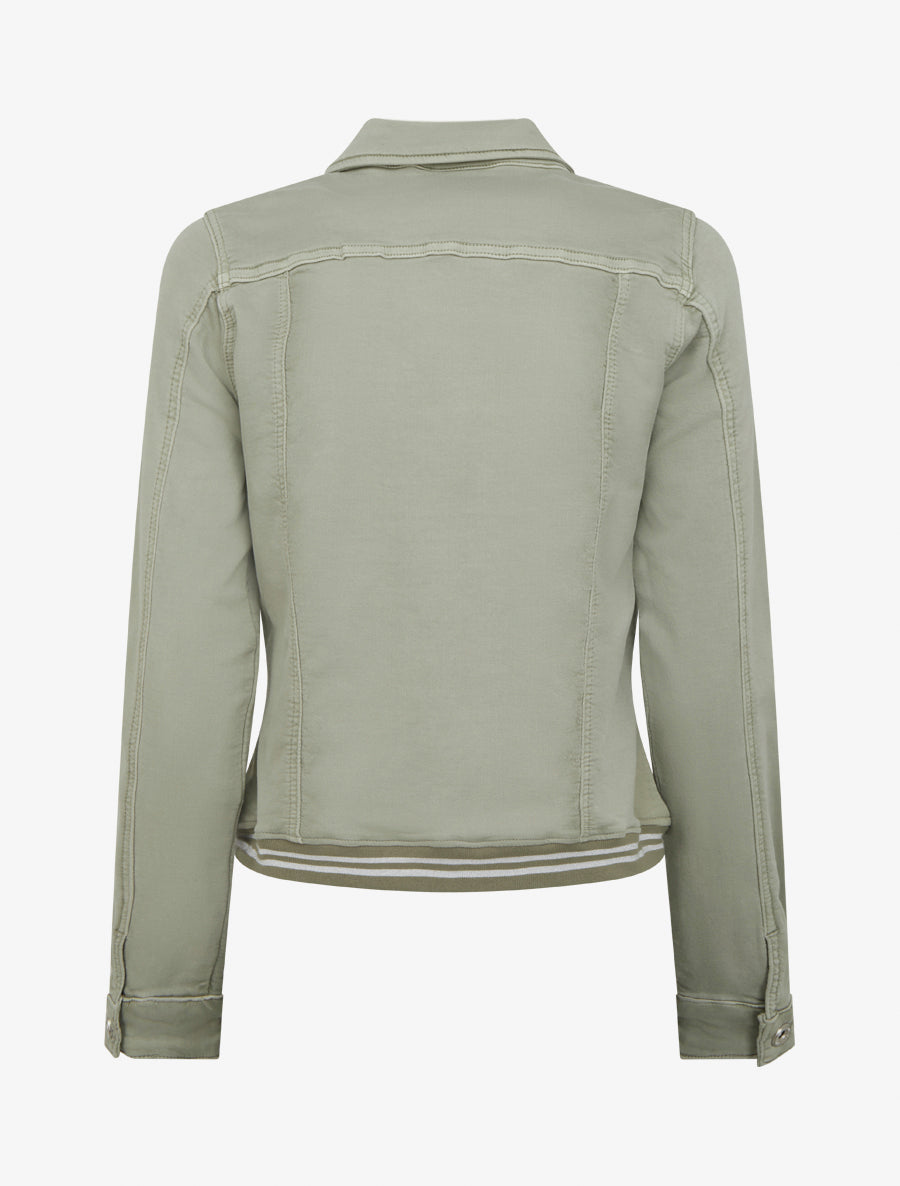 Veste en jean à bords élastiqués - Kaki clair - 2