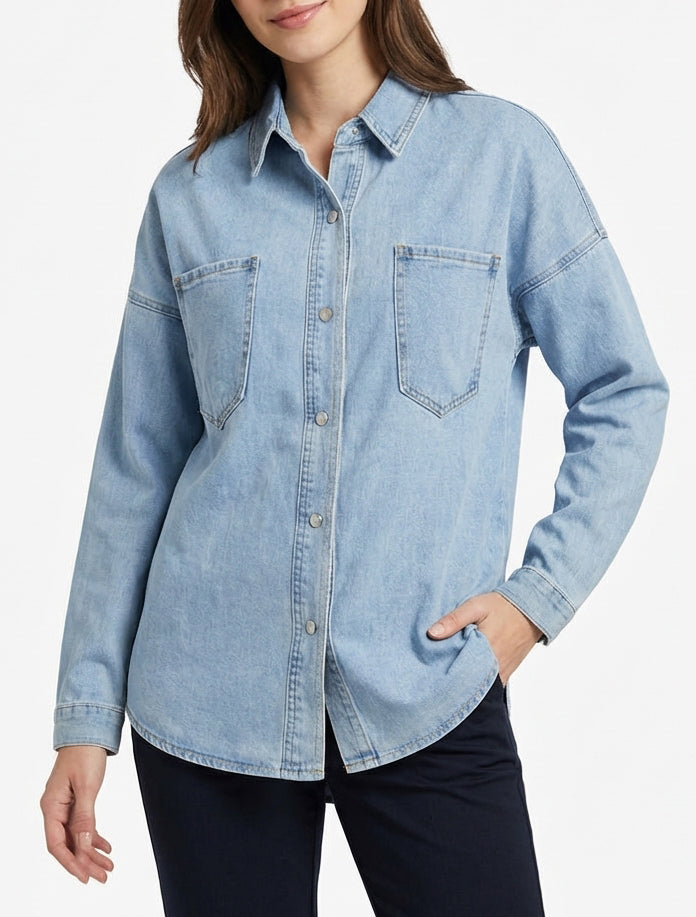 Chemise en jean droite - Bleu clair