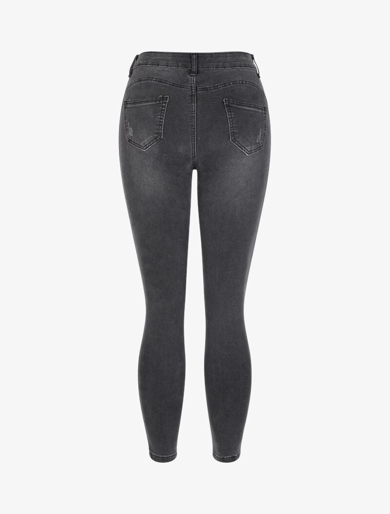 Jean skinny à éraflures - Gris - 2