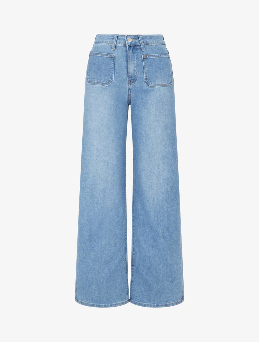 Jean push up wide leg coupe droite - Bleu - 1