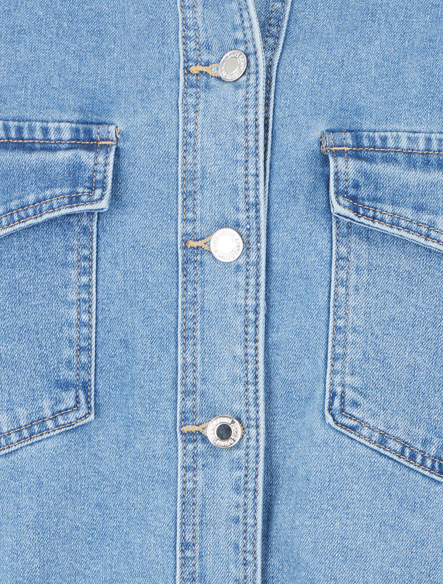 Veste en jean à poches à rabat - Bleu clair - 3