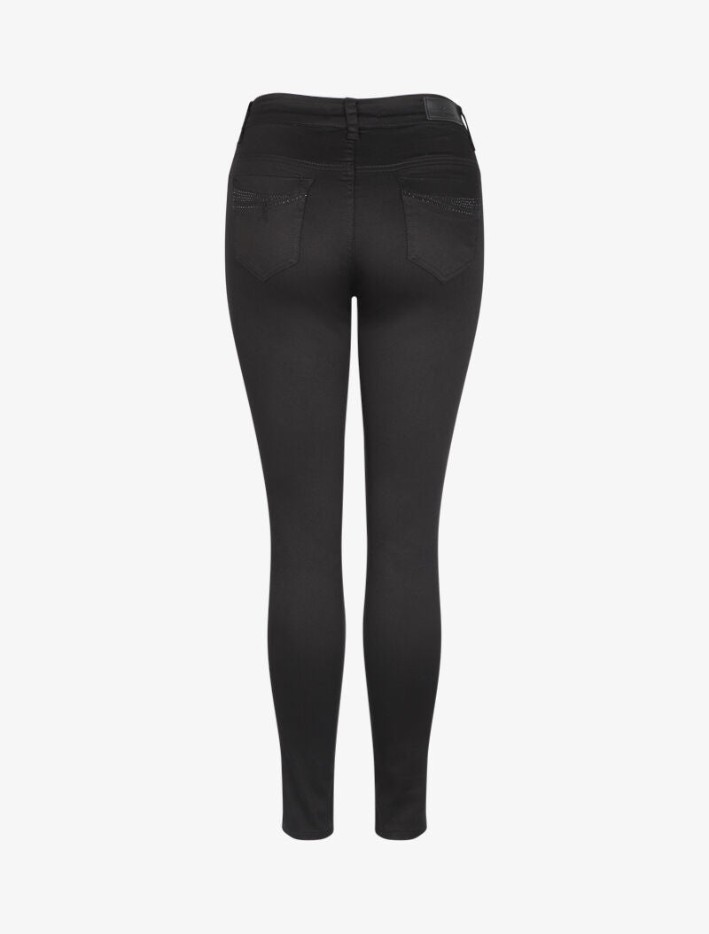Jean slim à détails strass - Noir - 2