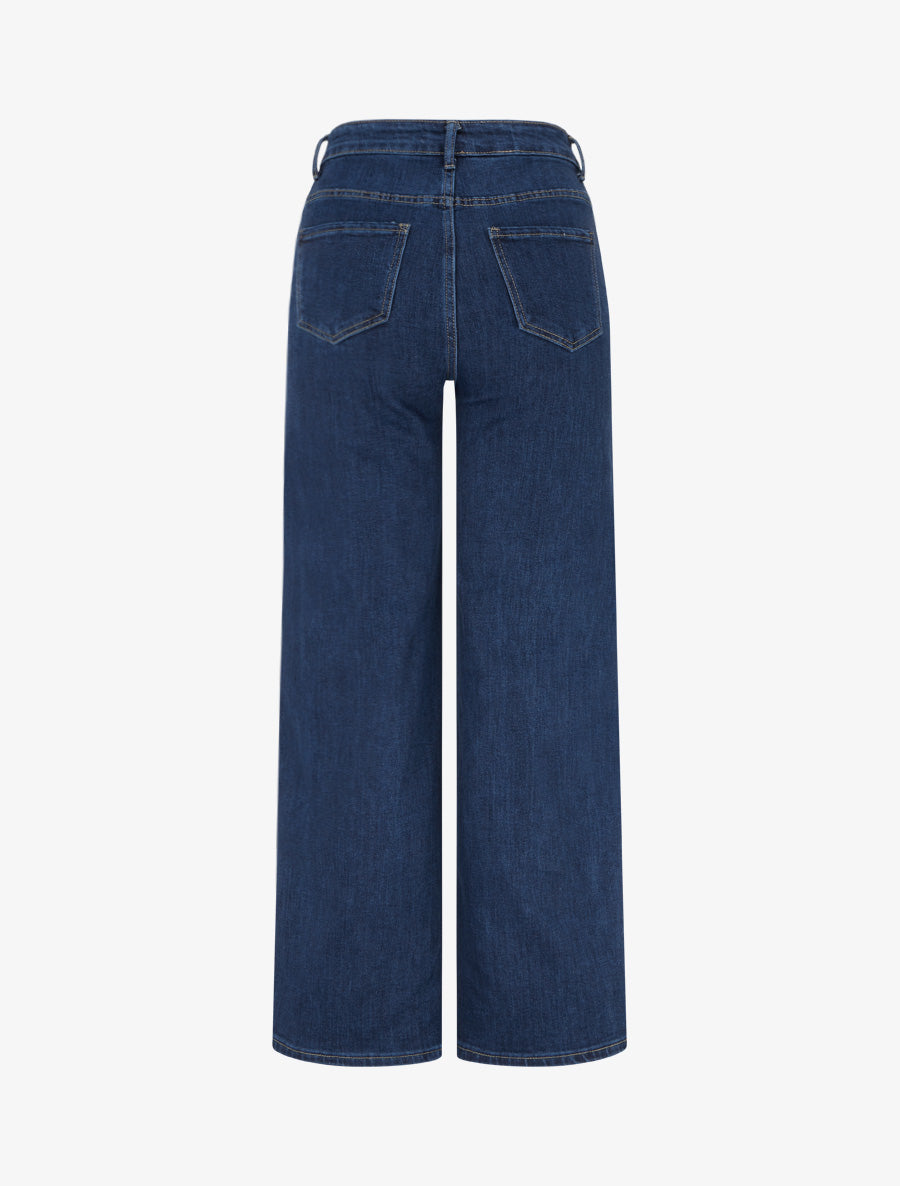 Jean wide leg à poches boutonnées - Bleu denim - 2