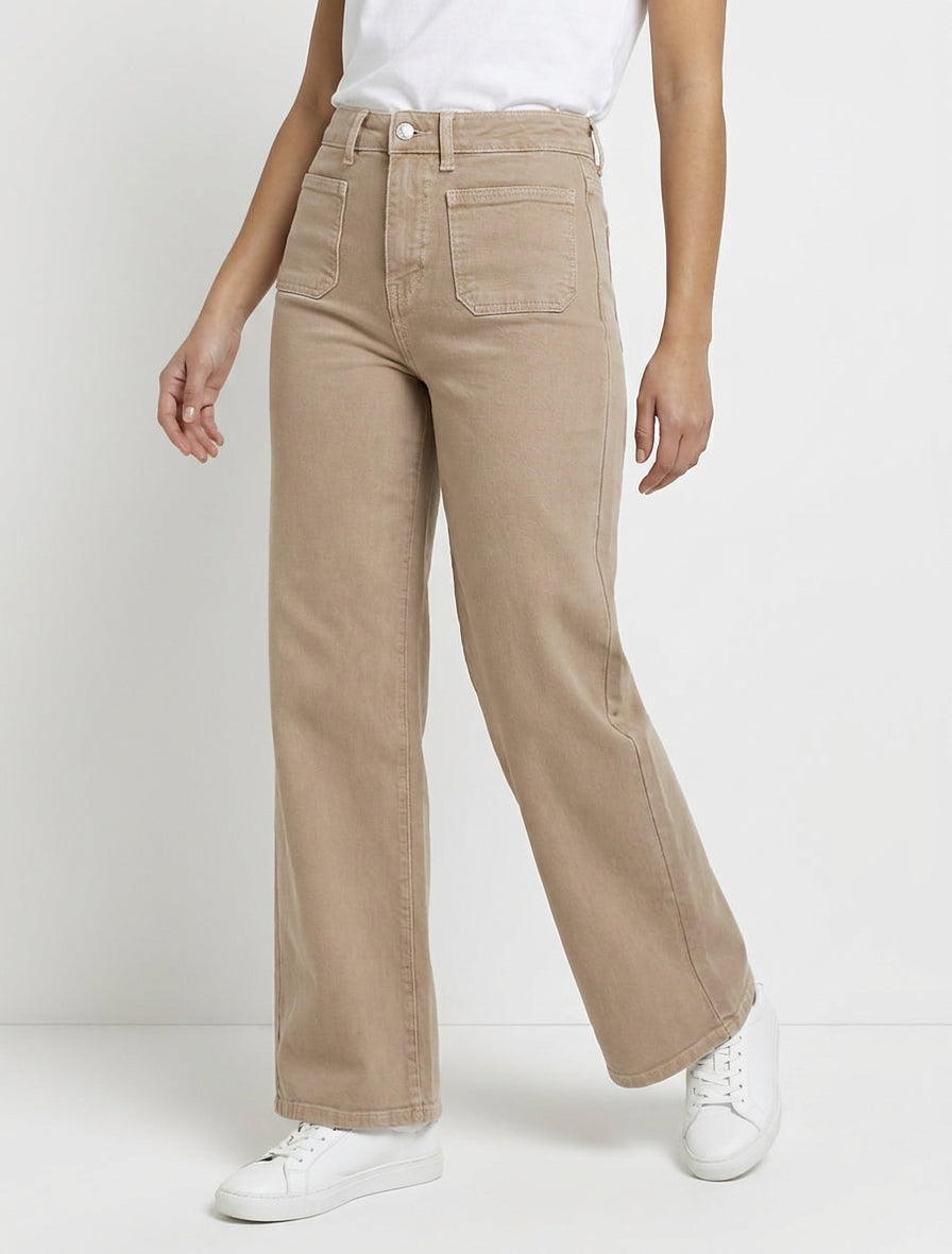 Jean uni à 4 poches - Beige