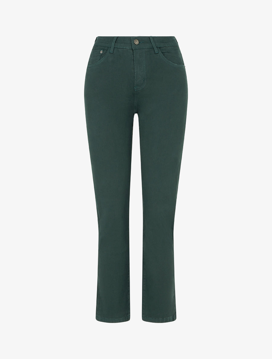 Jean slim uni taille haute - Vert foncé - 1