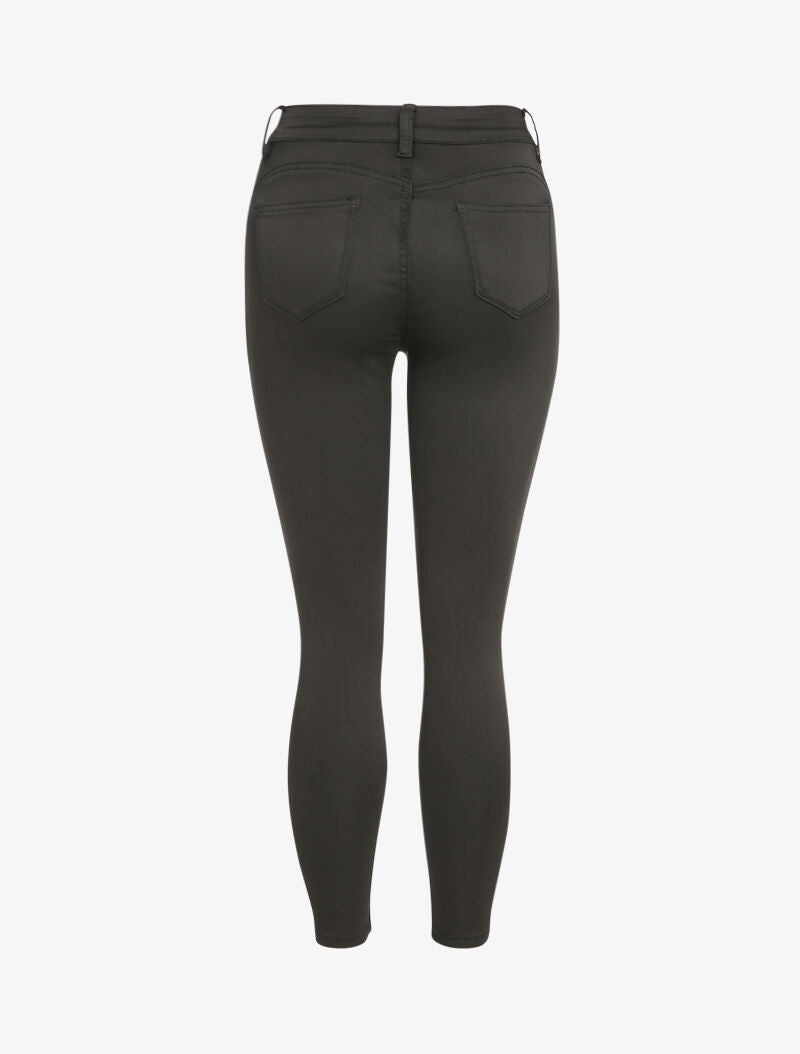 Jean slim satiné à taille haute - Noir - 2