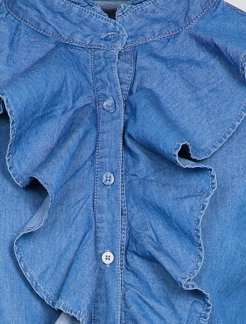 Chemise en jean à pans volantés - Bleu denim - 3