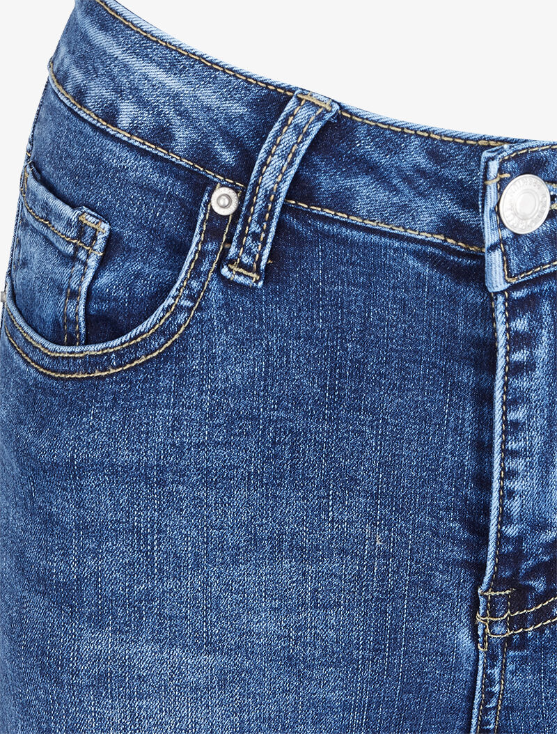 Jean skinny taille haute délavé et griffé - Bleu denim - 5