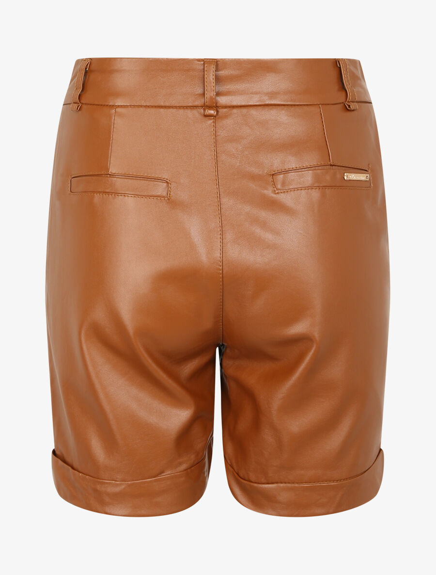 Short en simili à deux poches - Camel - 2