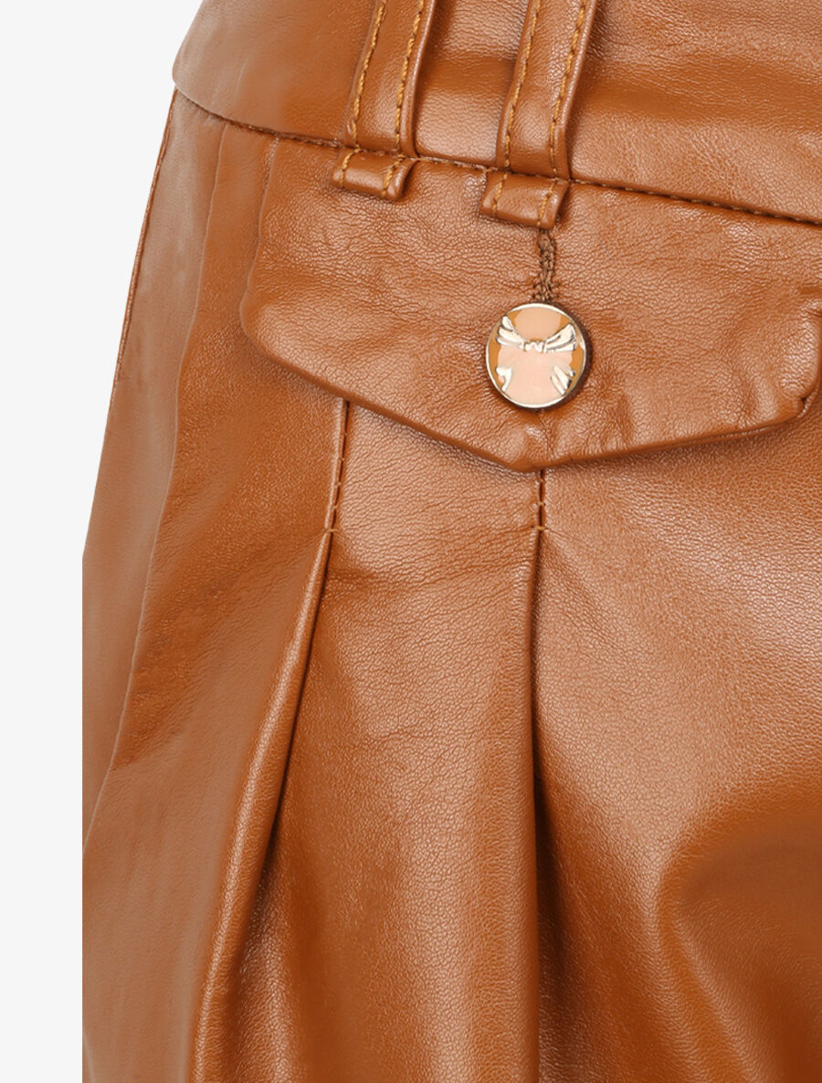 Short en simili à deux poches - Camel - 3