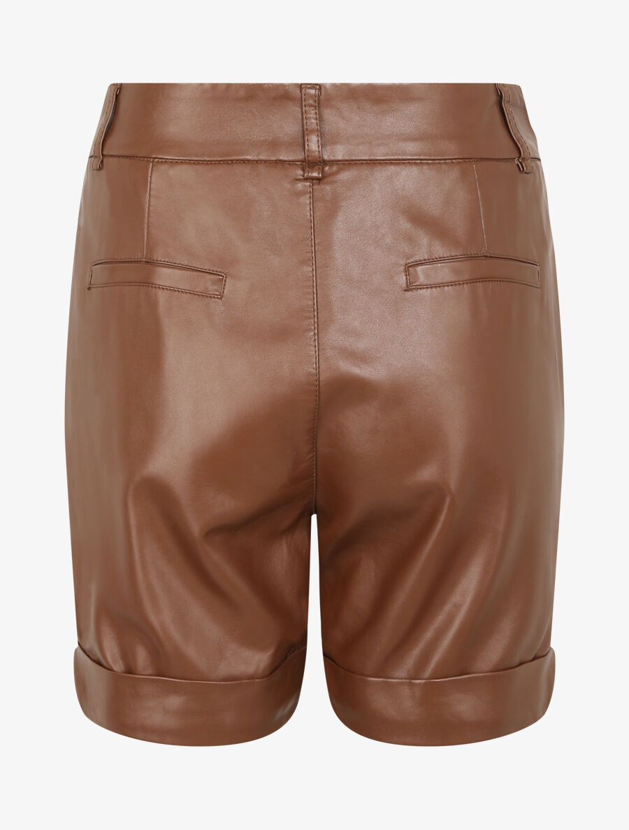 Short en simili à deux poches - Marron - 2