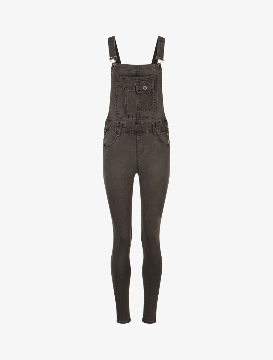 Salopette en jean coupe skinny - Gris - 4