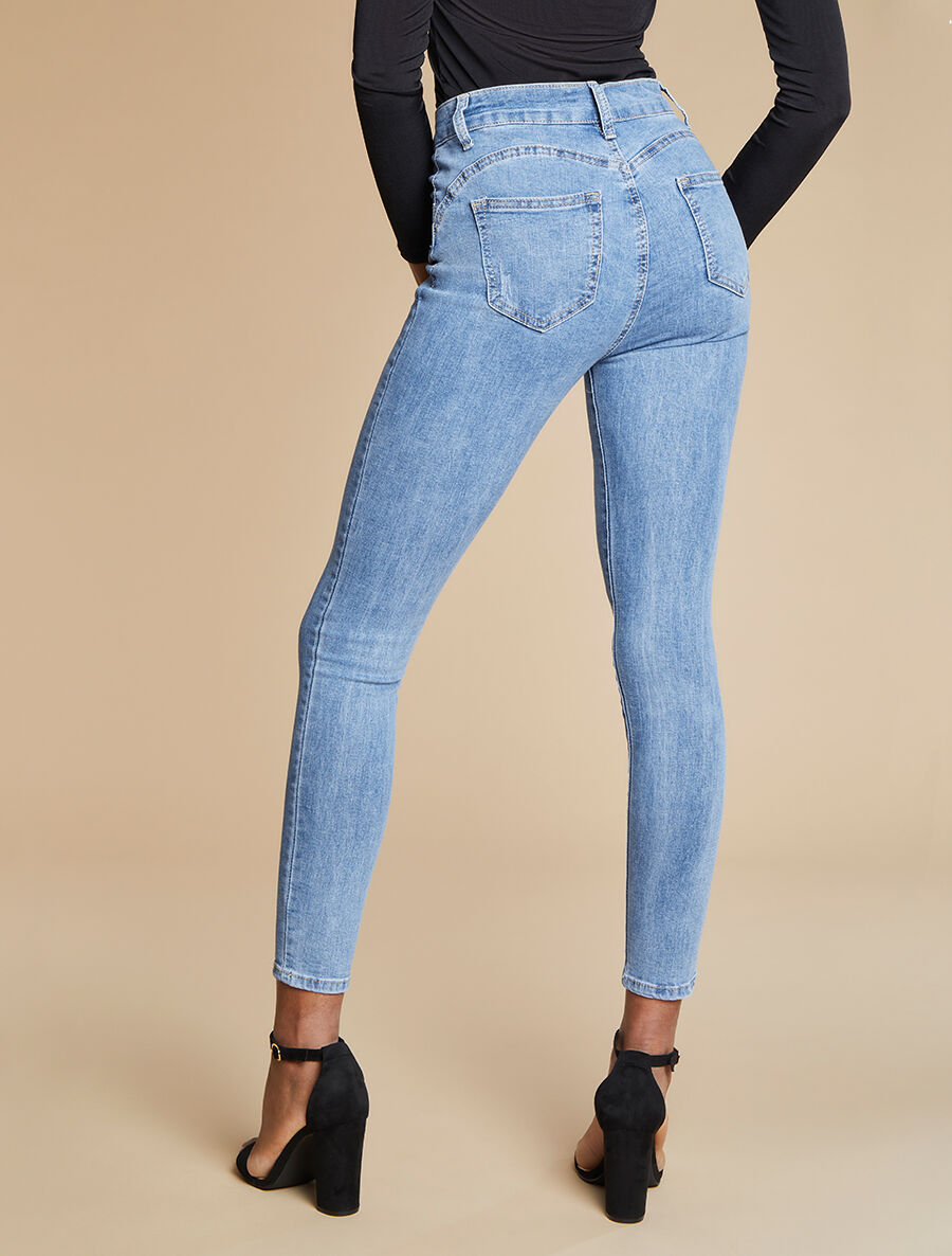Jean push up à détail griffures - Bleu clair - 2