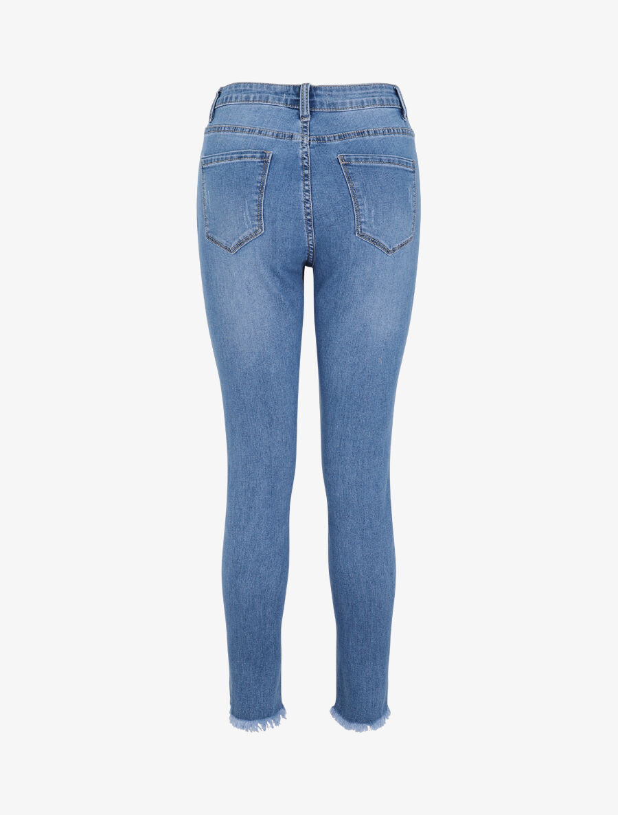 Jean slim grande taille à bords coupe franche - Bleu clair - 2
