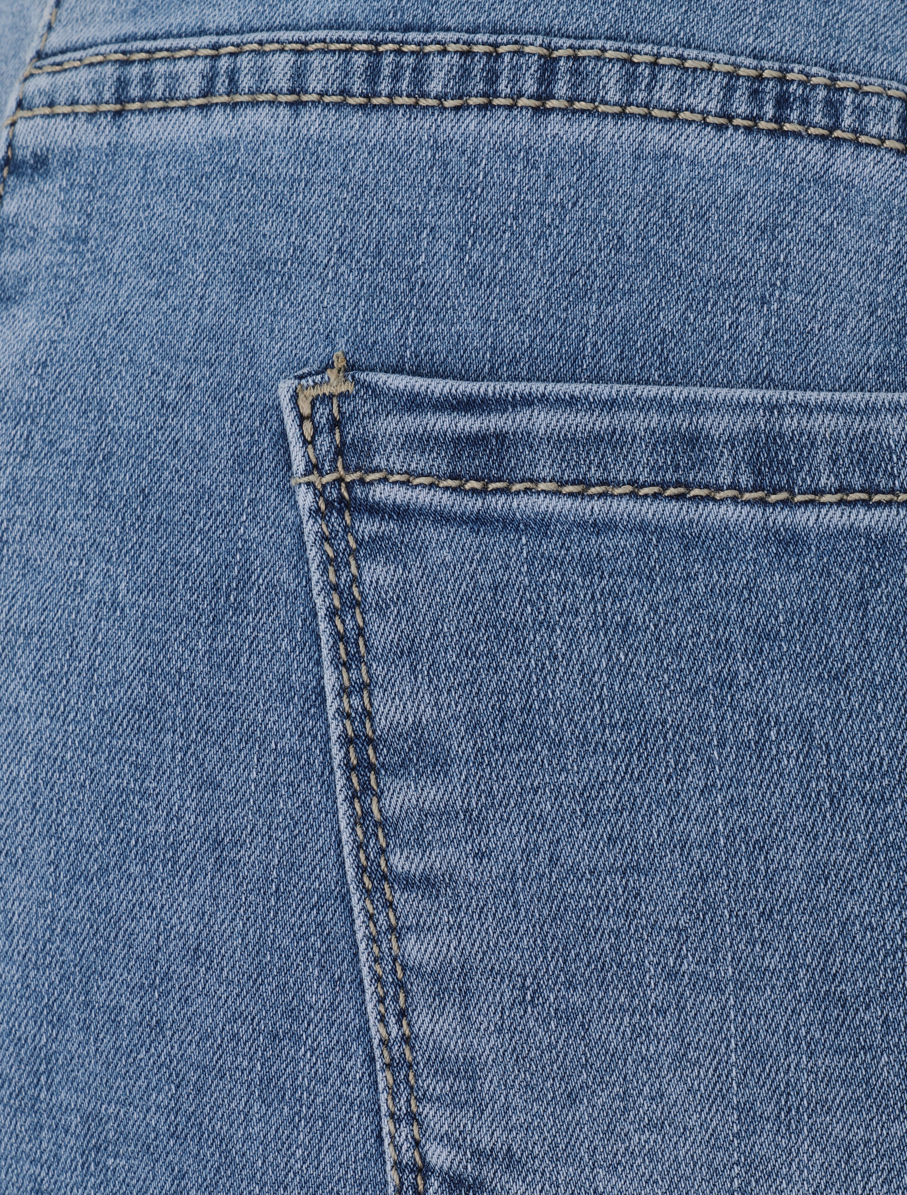 Bermuda grande taille en jean coupe droite - Bleu clair - 3