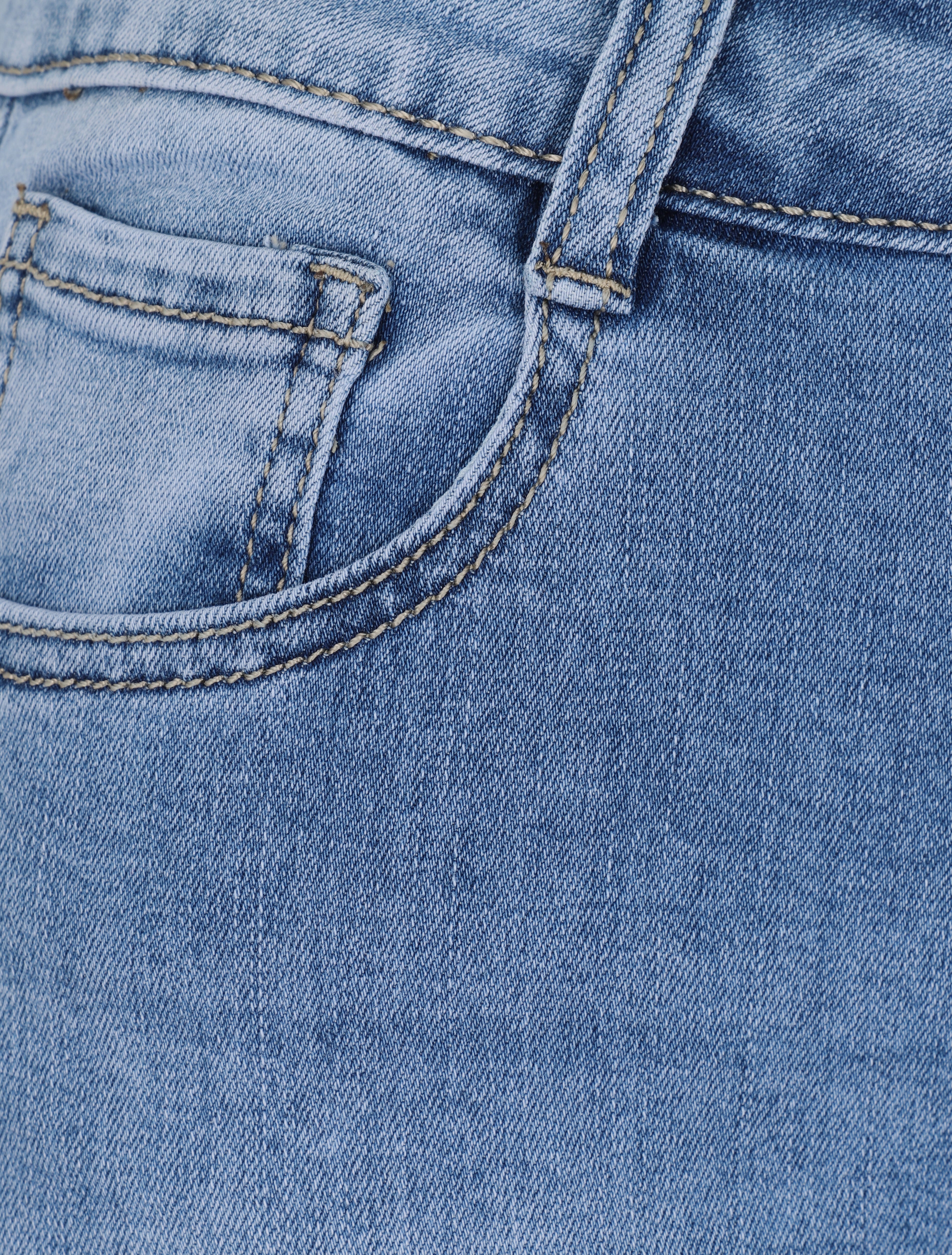 Jean skinny grande taille déchiré à bords coupe franche - Bleu clair - 3