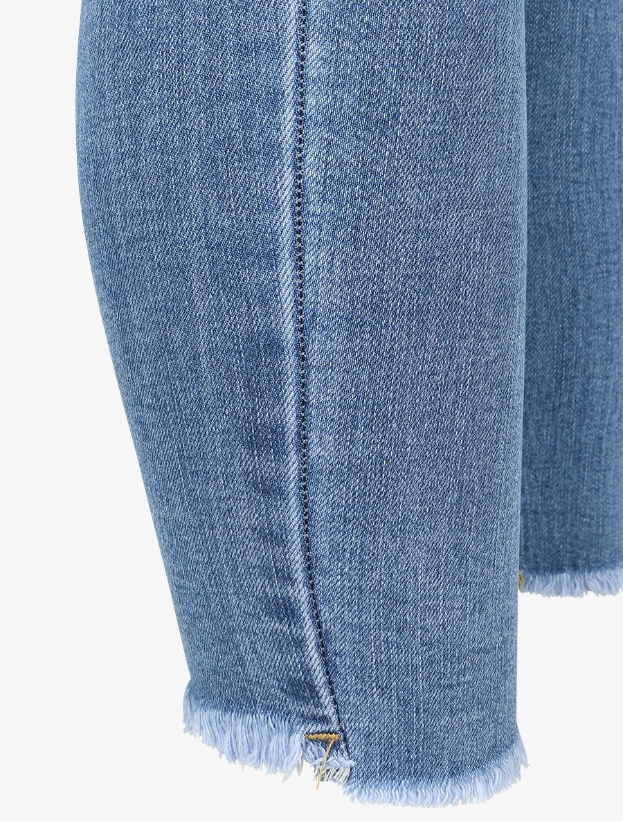Jean push up skinny à bords effilochés - Bleu denim - 3